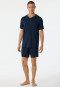 Pyjama court Tencel encolure en V rayures bleu foncé - Selected! Premium