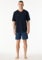 Short pyjamas V-neck chest pocket atlantic blue patterned - Comfort Essentials