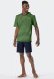 Pyjama court encolure en V rayures citron vert - Essentials Nightwear