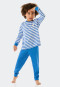 Pajamas long bamboo organic cotton cuffs stripes pelican aqua - Natural Love