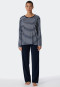 Pajamas long organic cotton Breton stripes dark blue - Essential Stripes