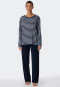 Pajamas long organic cotton Breton stripes dark blue - Essential Stripes