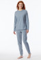 Schlafanzug lang Bio-Baumwolle jeansblau-meliert - Casual Nightwear