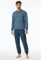 Pigiama lungo con polsini tasca sul petto grigio-blu a fantasia - Comfort Essentials