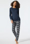 Schlafanzug lang Bündchen dunkelblau - Essential Stripes