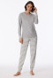 Schlafanzug lang Bündchen grau-meliert - Casual Essentials