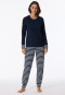 Pyjama longs bords-côtes bleu nuit - Casual Essentials