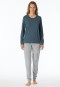 Pyjama lange manchetten gestreepte jeansblauw - Casual Essentials