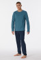 Pigiama lungo con motivo di triangoli, verde petrolio - Casual Essentials