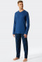 Pyjama lang fijn interlock V-hals patroon blauw/donkerblauw - Fine Interlock