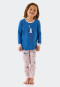 Schlafanzug lang Feinripp Organic Cotton Bündchen Leggings Möwen aqua - Natural Love