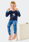 pyjama lang fijnrib biologisch katoen boorden legging pelikaan vissen donkerblauw - Natural Love