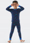 Pyjama long côtelé coton bio bords-côtes espace pixels bleu foncé - Boys World