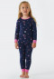 Schlafanzug lang Feinripp Organic Cotton Bündchen Weltraum dunkelblau - Girls World