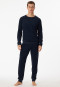 Pajamas long terrycloth cuffs midnight blue - Warming Nightwear