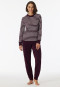 Schlafanzug lang Frottee Bündchen pflaume - Casual Essentials