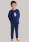 Pyjama long en tissuy éponge à bords-côtes, motif étoiles et robot, bleu nuit - Boys World