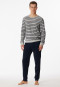 Pajamas long terry cloth cuffs stripes heather gray - Warming Nightwear