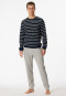 Pigiama lungo in spugna con polsini e motivo a righe di colore blu notte - Warming Nightwear