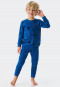 Pyjama long éponge coton bio bords-côtes viking bleu - Boys World