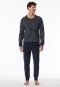 Pyjama lange badstof manchetten strepen nachtblauw - Casual Nightwear