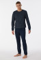 Pajamas long interlock cuffs check midnight blue - Fine Interlock