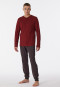 Pyjama long interlock bords-côtes patte de boutonnage carreaux terracotta - Fine Interlock