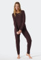 Schlafanzug lang Interlock Bündchen Paspeln burgund - Contemporary Nightwear
