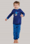 Pyjama long en interlock à bords-côtes avec rayures et requin pirate bleu foncé - Capt'n Sharky