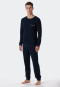 Pyjama long interlock bleu foncé - Fine Interlock