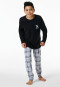 Schlafanzug lang Interlock Karos schwarz - Nightwear