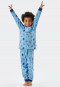 Pajamas long interlock organic cotton cuffs teddy bears light blue - Natural Love