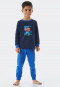 Pyjama lang interlock biologisch katoen manchetten ruimtevoertuigen metalliceffect donkerblauw - Boys World