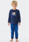 Schlafanzug lang Interlock Organic Cotton Bündchen Wikinger Langschiff Ringel dunkelblau - Boys World