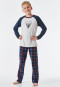 Pyjama long Interlock coton bio carreaux GR8 en blanc cassé - Feeling@Home
