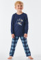 Pyjama lang interlock biologisch katoen rat snowboard geruit donkerblauw - Rat Henry