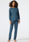 Schlafanzug lang Interlock Oversized-Shirt Bündchen blaugrün - Modern Nightwear