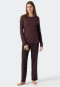 Pajamas long interlock piping animal print burgundy - Contemporary Nightwear