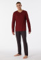 Pyjama lang interlock V-hals geruit terracotta - Fine Interlock