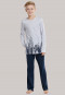 Schlafanzug lang Jersey Rundhals Skyline grau-meliert - City Wanderer