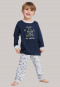Pyjama long souris bords-côtes bleu foncé / gris chiné - Yellow Mouse