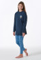 Schlafanzug lang mit Leopardenmuster blau - Nightwear