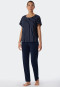 Pyjama long modal haut oversize manches courtes bleu foncé/rayé - Modern Nightwear
