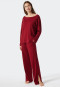 Pigiama lungo in modal corredato di maglia dal taglio oversize con spalle scese, bordeaux - Modern Nightwear