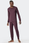 Pajamas long modal crew neck cuffs striped burgundy - Long Life Soft