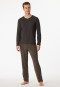 Pyjama lang modal V-hals gestreept antraciet - Long Life Soft