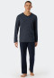 Pajamas long modal V-neck stripes dark blue - Long Life Soft