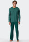 Pyjama long modal encolure en V rayures tilleul - Long Life Soft