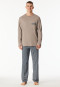 Pyjamas long Organic Cotton brown-grey patterned - Comfort Nightwear
