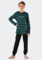 Pajamas long organic cotton break striped cuffs green - Nightwear
